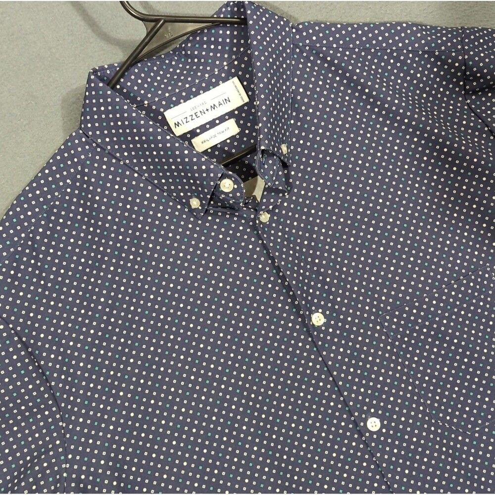 Mizzen+Main Shirt Men's VVL Blue Trim Fit Leeward Short Sleeve Button Up